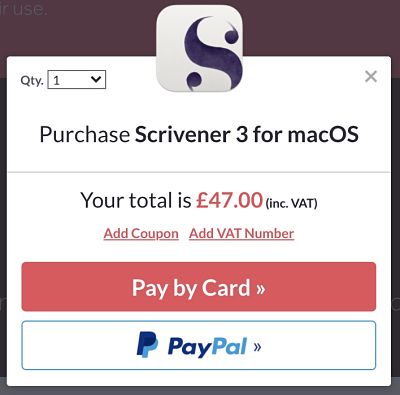 Total price for Scrivener 3 and discounts